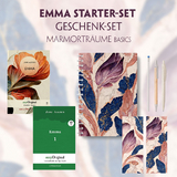 Emma Starter-Paket Geschenkset 2 B&uuml;cher (mit Audio-Online) + Marmortr&auml;ume Schreibset Basics - Jane Austen