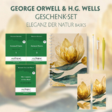 George Orwell & H.G. Wells Geschenkset - 3 B&uuml;cher (mit Audio-Online) + Eleganz der Natur Schreibset Basics - George Orwell, Herbert George Wells