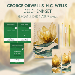 George Orwell & H.G. Wells Geschenkset - 3 Bücher (mit Audio-Online) + Eleganz der Natur Schreibset Basics