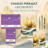 Charles Perrault Geschenkset - 3 B&uuml;cher (mit Audio-Online) + Eleganz der Natur Schreibset Premium - Charles Perrault
