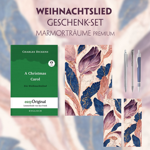 Ein Weihnachtslied Geschenkset (Softcover + Audio-Online) + Marmortr&auml;ume Schreibset Premium - Charles Dickens