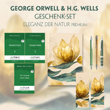 George Orwell & H.G. Wells Geschenkset - 3 B&uuml;cher (mit Audio-Online) + Eleganz der Natur Schreibset Premium - George Orwell, Herbert George Wells
