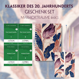 Klassiker des 20. Jahrhunderts Geschenkset - 4 B&uuml;cher (mit Audio-Online) + Marmortr&auml;ume Schreibset Basics - F. Scott Fitzgerald, George Orwell