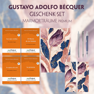 Gustavo Adolfo Bécquer Geschenkset - 4 Bücher (mit Audio-Online) + Marmorträume Schreibset Premium