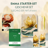 Emma Starter-Paket Geschenkset 2 B&uuml;cher (mit Audio-Online) + Eleganz der Natur Schreibset Basics - Jane Austen