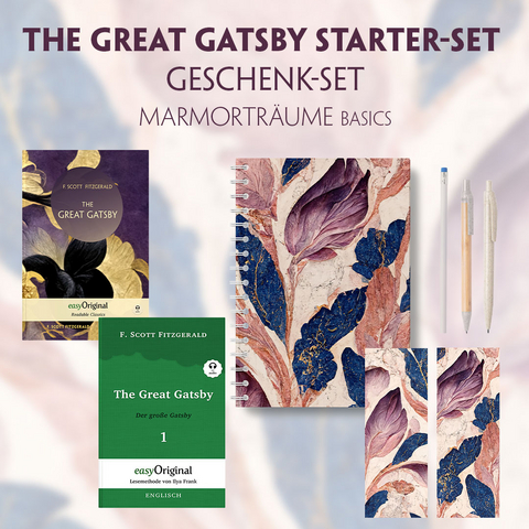 The Great Gatsby Starter-Paket Geschenkset 2 B&uuml;cher (mit Audio-Online) + Marmortr&auml;ume Schreibset Basics - F. Scott Fitzgerald