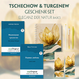Tschechow & Turgenew Geschenkset - 2 B&uuml;cher (Softcover mit Audio-Online) + Eleganz der Natur Schreibset Basics - Anton Pawlowitsch Tschechow, Iwan Turgenew