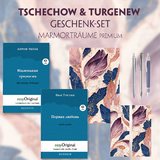 Tschechow & Turgenew Geschenkset - 2 B&uuml;cher (Softcover mit Audio-Online) + Marmortr&auml;ume Schreibset Premium - Anton Pawlowitsch Tschechow, Iwan Turgenew