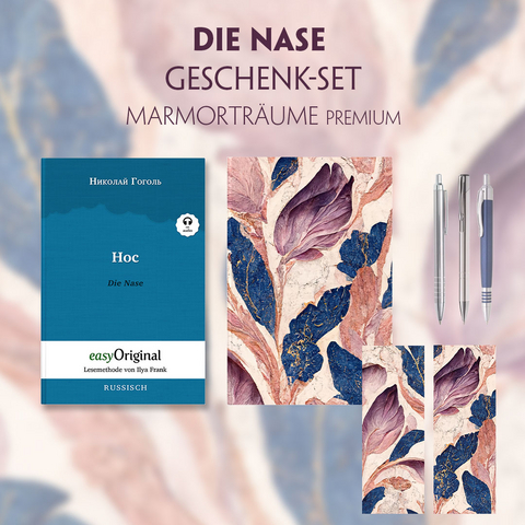 Die Nase Geschenkset (Buch mit Audio-Online) + Marmortr&auml;ume Schreibset Premium - Nikolai Wassiljewitsch Gogol