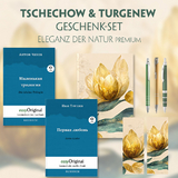 Tschechow & Turgenew Geschenkset - 2 B&uuml;cher (Hardcover mit Audio-Online) + Eleganz der Natur Schreibset Premium - Anton Pawlowitsch Tschechow, Iwan Turgenew