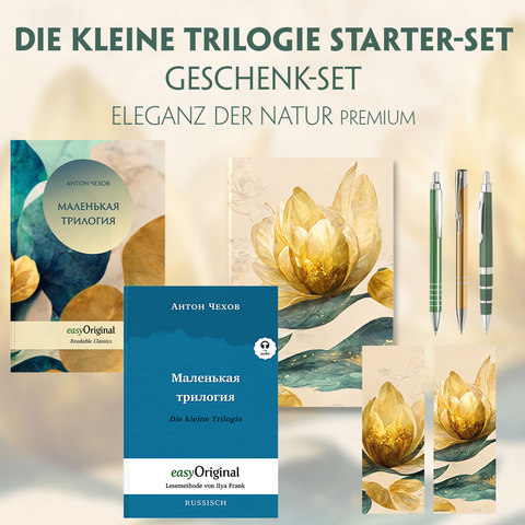 Die Kleine Trilogie Starter-Paket Geschenkset - 2 B&uuml;cher (mit Audio-Online) + Eleganz der Natur Schreibset Premium - Anton Pawlowitsch Tschechow