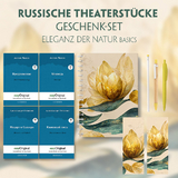 Russische Theaterst&uuml;cke Geschenkset - 4 B&uuml;cher (mit Audio-Online) + Eleganz der Natur Schreibset Basics - Anton Pawlowitsch Tschechow, Alexander Puschkin