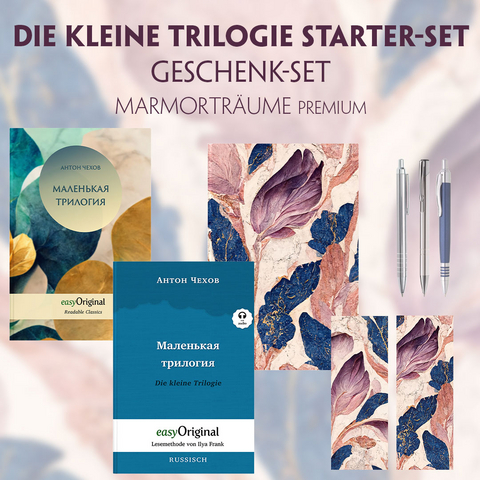 Die Kleine Trilogie Starter-Paket Geschenkset - 2 B&uuml;cher (mit Audio-Online) + Marmortr&auml;ume Schreibset Premium - Anton Pawlowitsch Tschechow