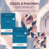 Gogol & Puschkin Geschenkset - 2 B&uuml;cher (mit Audio-Online) + Marmortr&auml;ume Schreibset Premium - Nikolai Wassiljewitsch Gogol, Alexander Puschkin