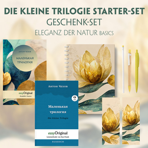 Die Kleine Trilogie Starter-Paket Geschenkset - 2 B&uuml;cher (mit Audio-Online) + Eleganz der Natur Schreibset Basics - Anton Pawlowitsch Tschechow