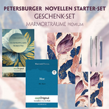 Petersburger Novellen Starter-Paket Geschenkset - 2 B&uuml;cher (mit Audio-Online) + Marmortr&auml;ume Schreibset Premium - Nikolai Wassiljewitsch Gogol