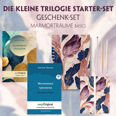 Die Kleine Trilogie Starter-Paket Geschenkset - 2 B&uuml;cher (mit Audio-Online) + Marmortr&auml;ume Schreibset Basics - Anton Pawlowitsch Tschechow
