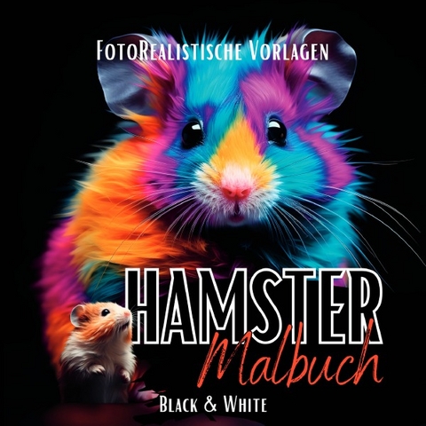 Black Midnight- Animals / Malbuch Hamster &bdquo;Fotorealistisch&ldquo;. - Lucy&acute;s Schwarze Malb&uuml;cher