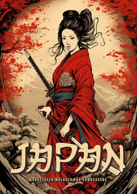 Japan Graustufen Malbuch f&uuml;r Erwachsene - Monsoon Publishing, Musterst&uuml;ck Grafik