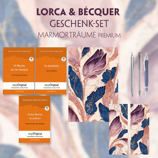 Lorca & Bécquer Geschenkset - 3 Bücher (mit Audio-Online) + Marmorträume Schreibset Premium
