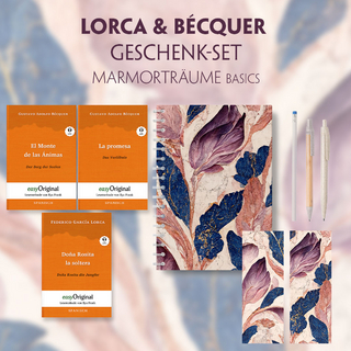 Lorca & Bécquer Geschenkset - 3 Bücher (mit Audio-Online) + Marmorträume Schreibset Basics
