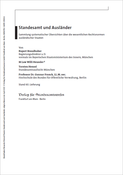 Standesamt und Ausl&auml;nder - Rupert Brandhuber, Willi Heussler, Torsten Hensel, Gunnar Franck