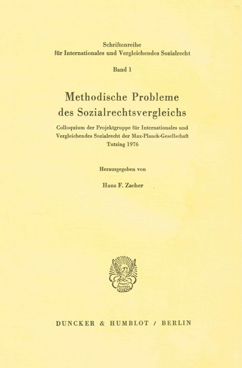 Methodische Probleme des Sozialrechtsvergleichs. - 