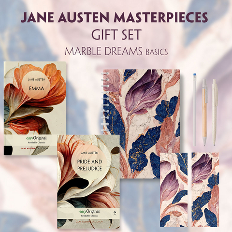 Jane Austen's Masterpieces (with audio-online) Readable Classics Geschenkset + Marmortr&auml;ume Schreibset Basics - Jane Austen