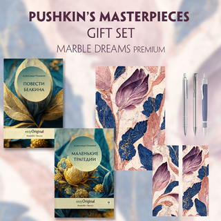 EasyOriginal Readable Classics / Alexander Pushkin's Masterpieces (with audio-online) Readable Classics Geschenkset + Marmorträume Schreibset Premium