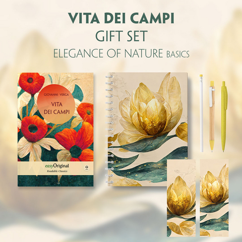 Vita dei campi (with audio-online) Readable Classics Geschenkset + Eleganz der Natur Schreibset Basics - Giovanni Verga