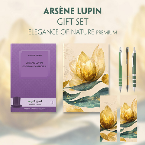 Ars&egrave;ne Lupin, gentleman-cambrioleur (with audio-online) Readable Classics Geschenkset + Eleganz der Natur Schreibset Premium - Maurice Leblanc