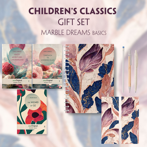 Children's Classics Books-Set (with audio-online) Readable Classics Geschenkset + Marmortr&auml;ume Schreibset Basics - Lewis Carroll, L. Frank Baum