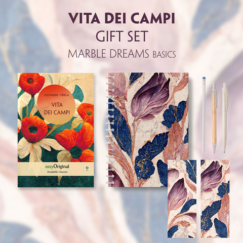 Vita dei campi (with audio-online) Readable Classics Geschenkset + Marmortr&auml;ume Schreibset Basics - Giovanni Verga