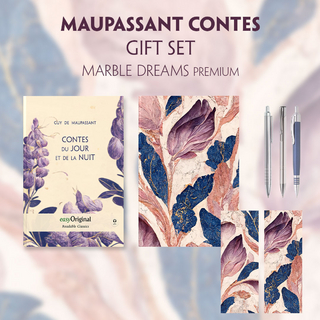 Contes du jour et de la nuit (with audio-online) Readable Classics Geschenkset + Marmorträume Schreibset Premium