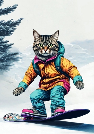 Notizbücher Katzen / Lustige Katze mit Snowboard Katzen Süßes Notizbuch Weihnachten Winterzeit mit 55 motivierenden Sprüchen Weihnachtsgeschenk Wichtelgeschenk für Kinder, Männer, Junge, Mädchen, Teenager, Tween Katzenliebhaber