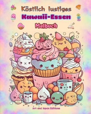 Köstlich lustiges Kawaii-Essen Malbuch Niedliche Kawaii-Designs für Essensliebhaber
