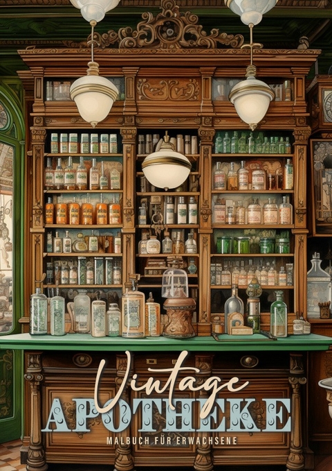 Vintage Apotheke Malbuch f&uuml;r Erwachsene - Monsoon Publishing, Musterst&uuml;ck Grafik