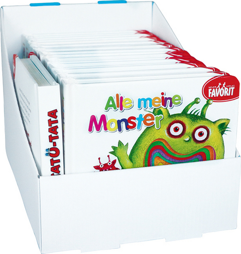 Pappeb&uuml;cher wei&szlig; im Display