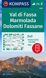 KOMPASS Wanderkarte 650 Val di Fassa, Marmolada, Dolomiti Fassane 1:25.000 - 