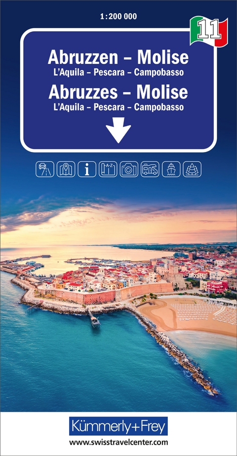 K&uuml;mmerly+Frey Regional-Strassenkarte 11 Abruzzen, Molise 1:200.000