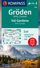 KOMPASS Wanderkarte 616 Gröden / Val Gardena, Sella, Canazei 1:25.000 - 