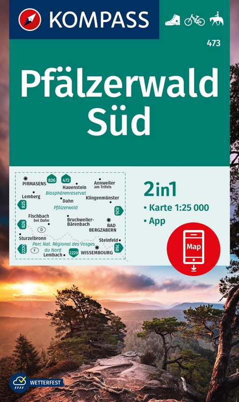 KOMPASS Wanderkarte 473 Pf&auml;lzerwald S&uuml;d 1:25.000