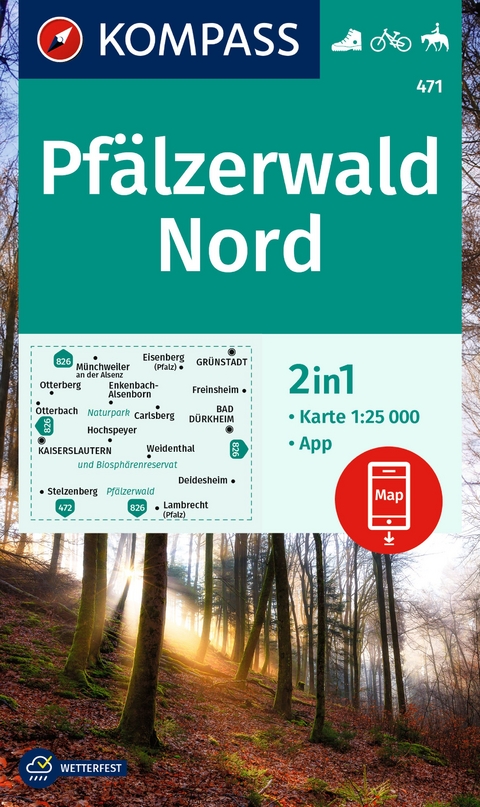 KOMPASS Wanderkarte 471 Pf&auml;lzerwald Nord 1:25.000
