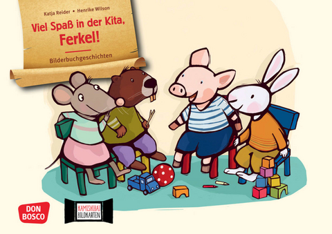 Viel Spa&szlig; in der Kita, Ferkel! Kamishibai Bildkartenset - Katja Reider