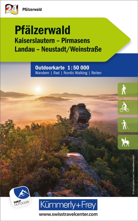 K&uuml;mmerly+Frey Outdoorkarte Deutschland 24 Pf&auml;lzerwald 1:50.000