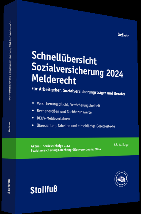 Schnell&uuml;bersicht Sozialversicherung 2024 Melderecht - Manfred Geiken