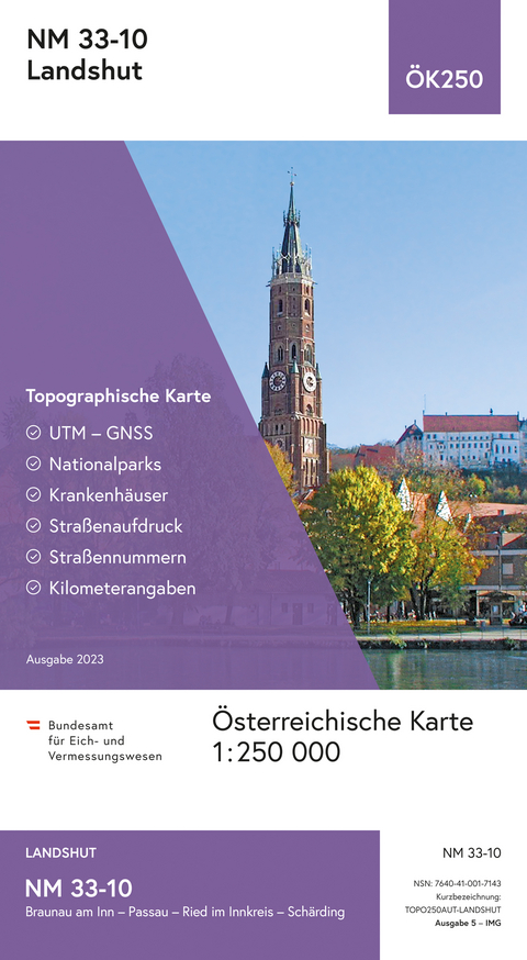 BEV-Karte NM 33-10, Landshut 1:250 000 - 