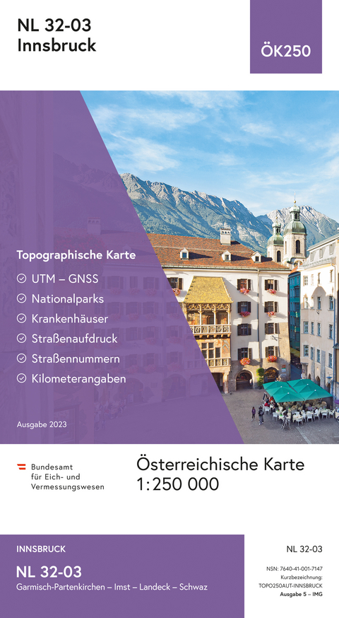BEV-Karte NL 32-03, Innsbruck 1:250 000 - 