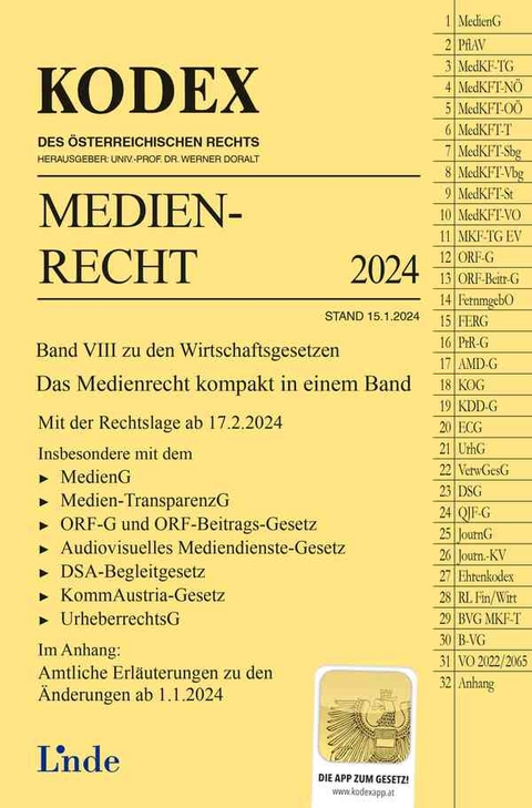 KODEX Medienrecht 2024 - Meinhard Ciresa