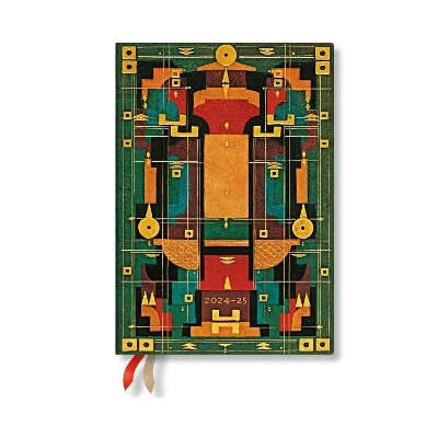 Lion&rsquo;s Den (Sybil Pye Bindings) Mini 12-month Horizontal Hardback Dayplanner 2025 (Elastic Band Closure) -  Paperblanks